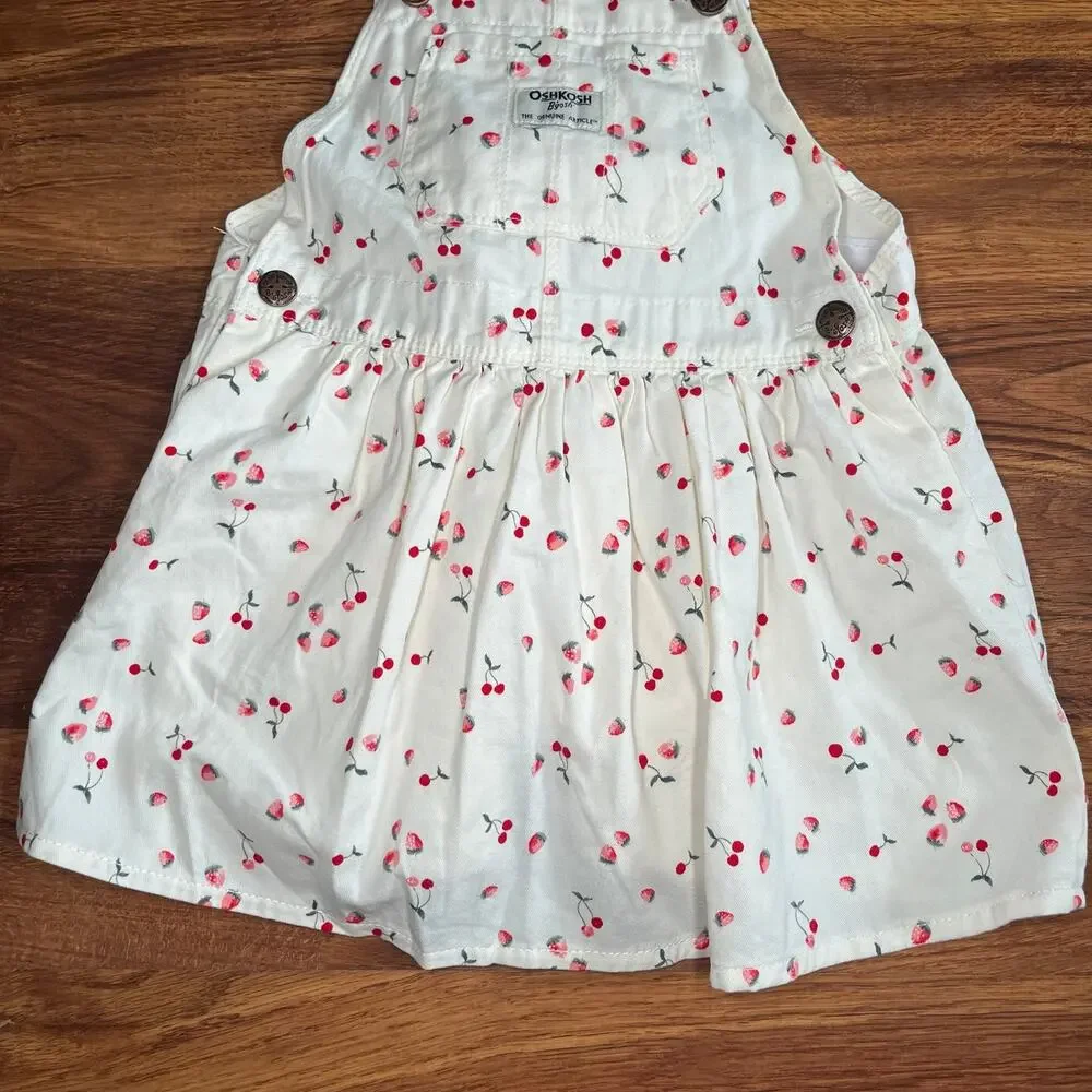 OshKosh B'gosh Girls Cherry and Strawberry Print Overalls Dress